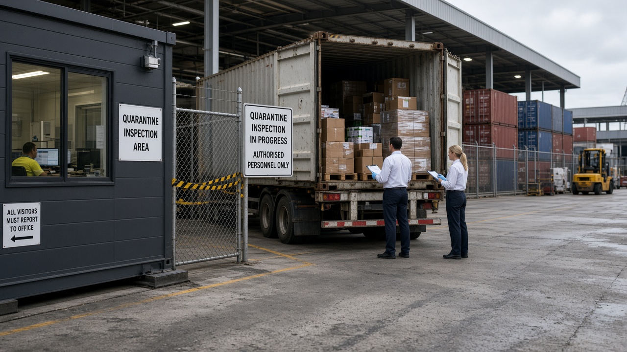 Quarantine inspection area at a cargo terminal